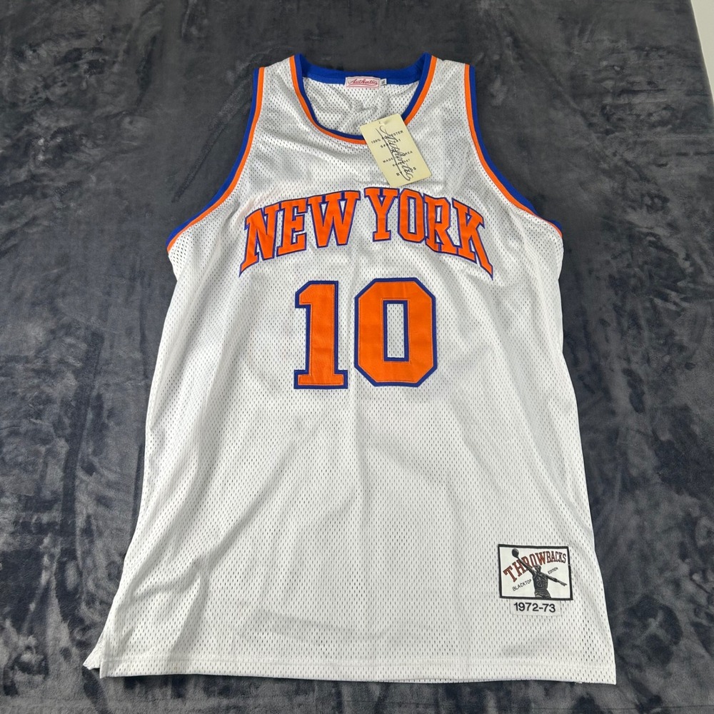 Authentic Throwbacks Jersey Mens XL White NY Knicks 10 1972-73 Blacktop Edition